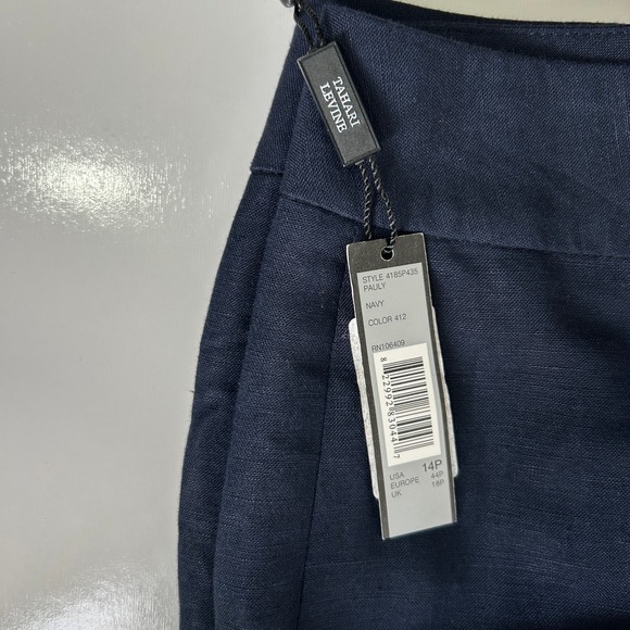 NWT Wide Leg Navy Linen Blend Dress Pants Tahari ASL 14P New Quality Work Office - Picture 4 of 7